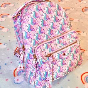 Under One Sky Rainbow Unicorn Hearts Mini Backpack